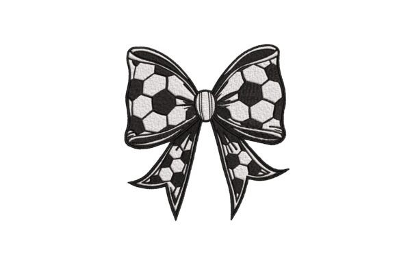 Charming Coquette Soccer Bow: A Playful Embroidery Design