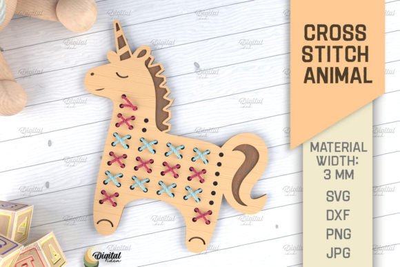 Charming Cross Stitch Animals. Laser Cut Unicorn