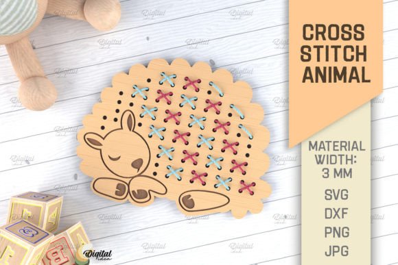 Charming Cross Stitch Animals LaserCut. Sheep SVG