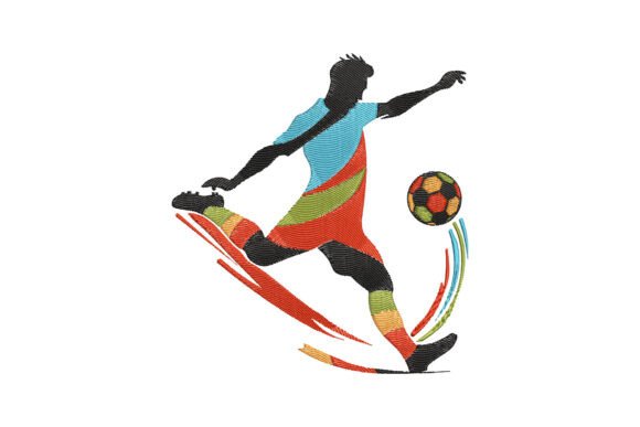 Colorful Soccer Player: A Charming Embroidery Design