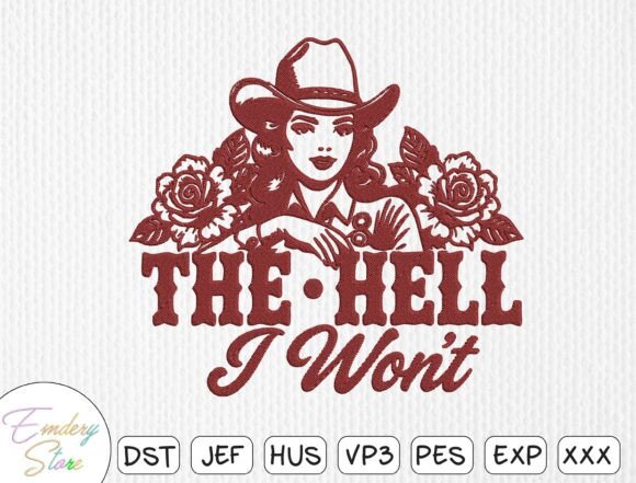 Cowgirl with Roses: A Bold Embroidery Design