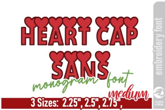Heart Cap Sans Monogram Font - A Charming Embroidery Choice