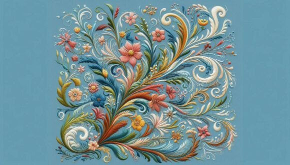 Motion Floral Embroidery for Boutique Apparel