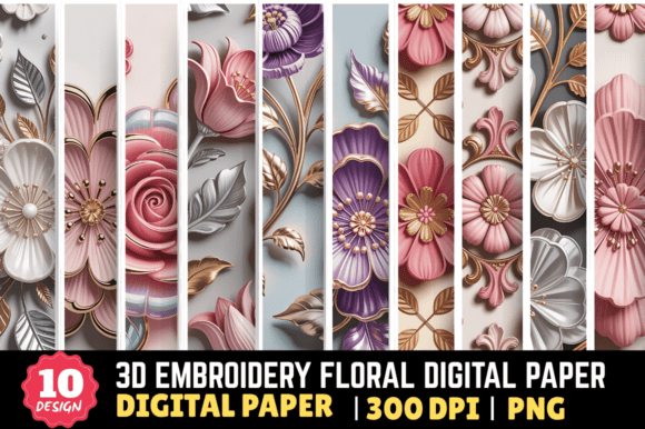 Review: 3D Embroidery Floral Digital Paper