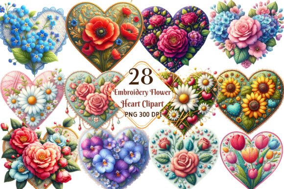 Review of Embroidery Flower Heart Clipart PNG